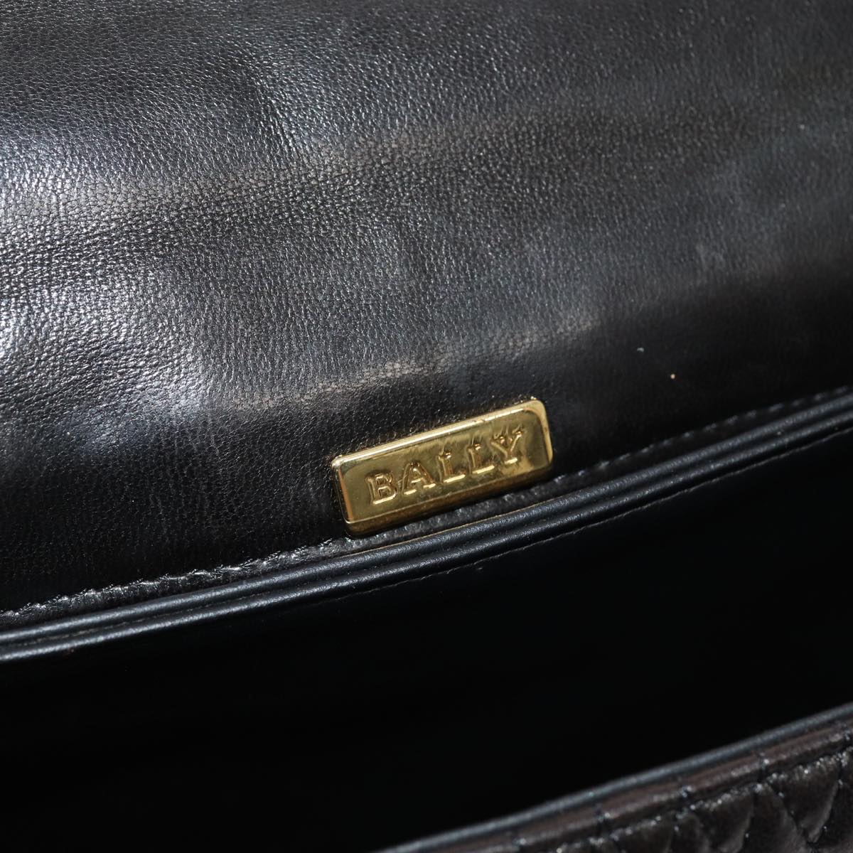 BALLY Hand Bag Leather Black Auth ki4593