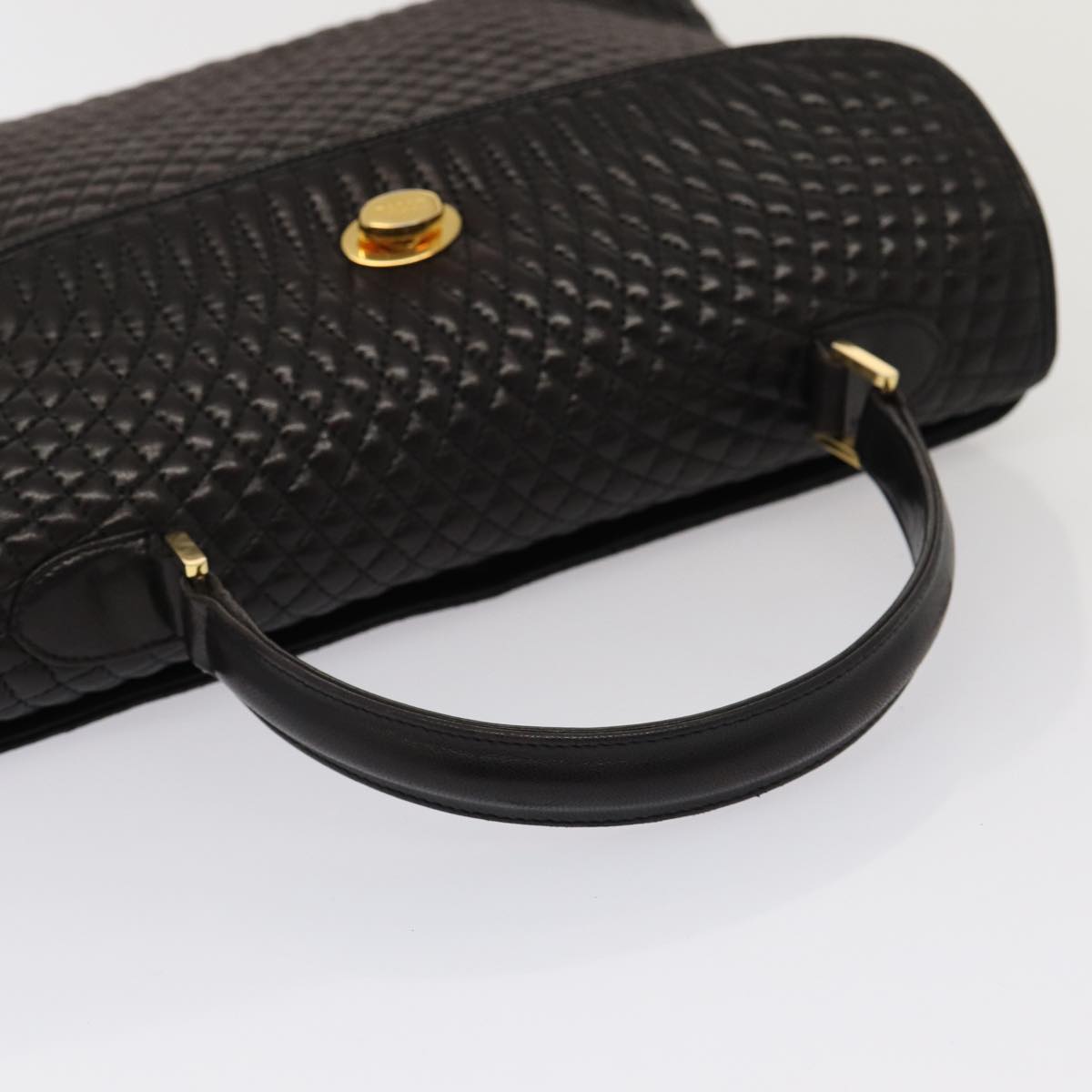 BALLY Hand Bag Leather Black Auth ki4593