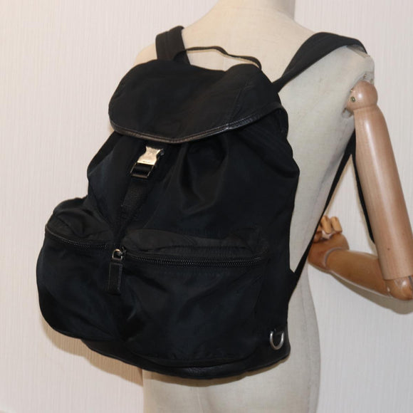 PRADA Backpack Nylon Black Auth ki4596