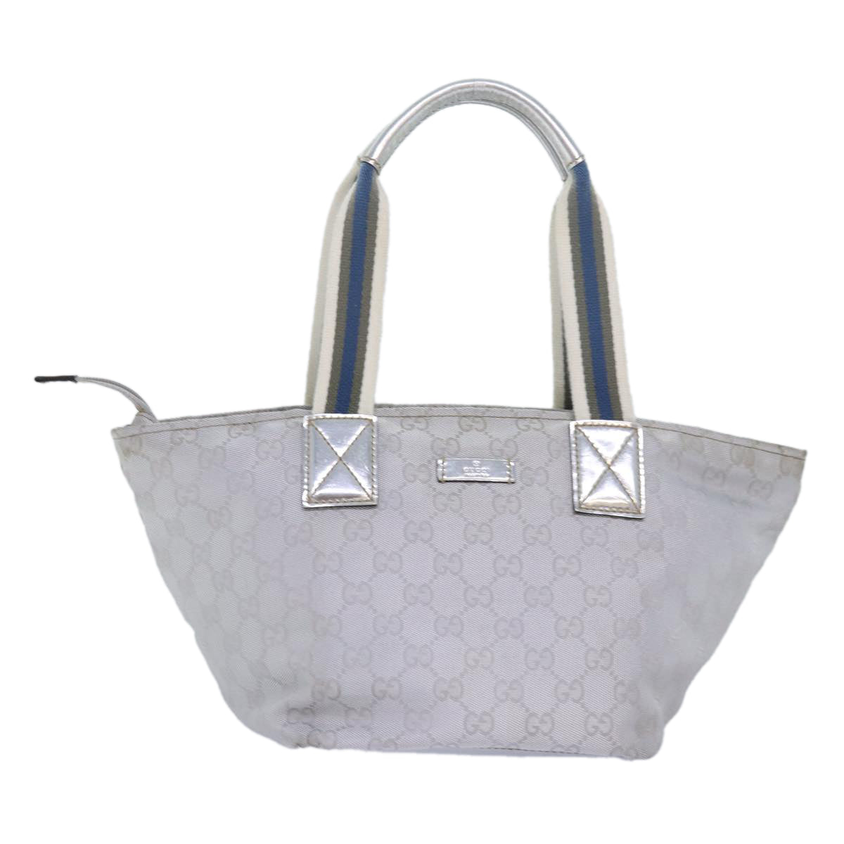 GUCCI GG Canvas Sherry Line Tote Bag Silver Gray 131228 Auth ki4597 - 0