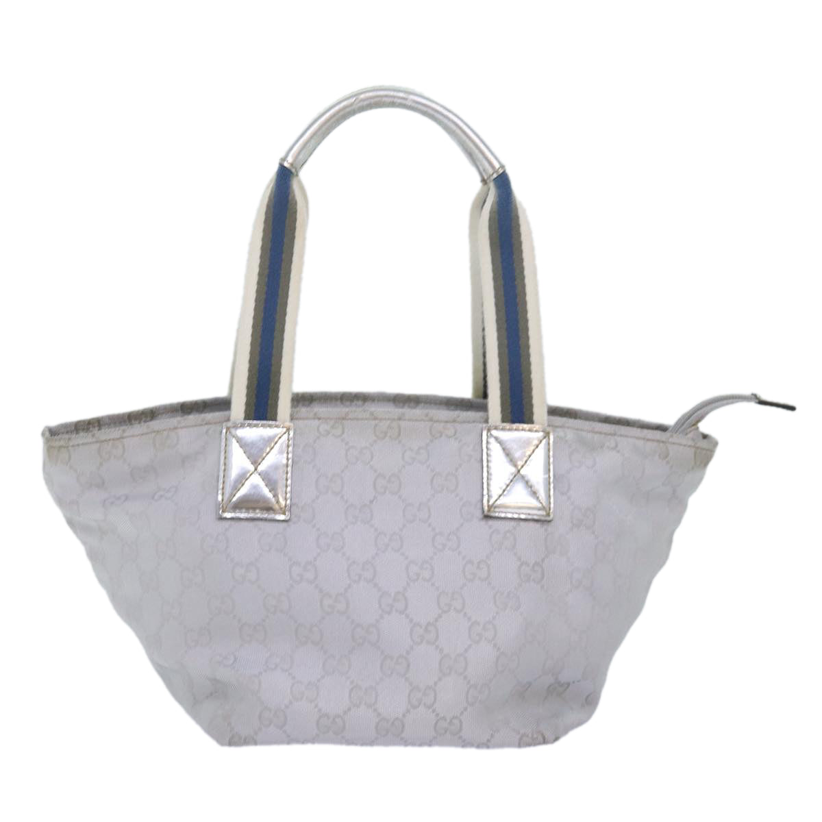 GUCCI GG Canvas Sherry Line Tote Bag Silver Gray 131228 Auth ki4597