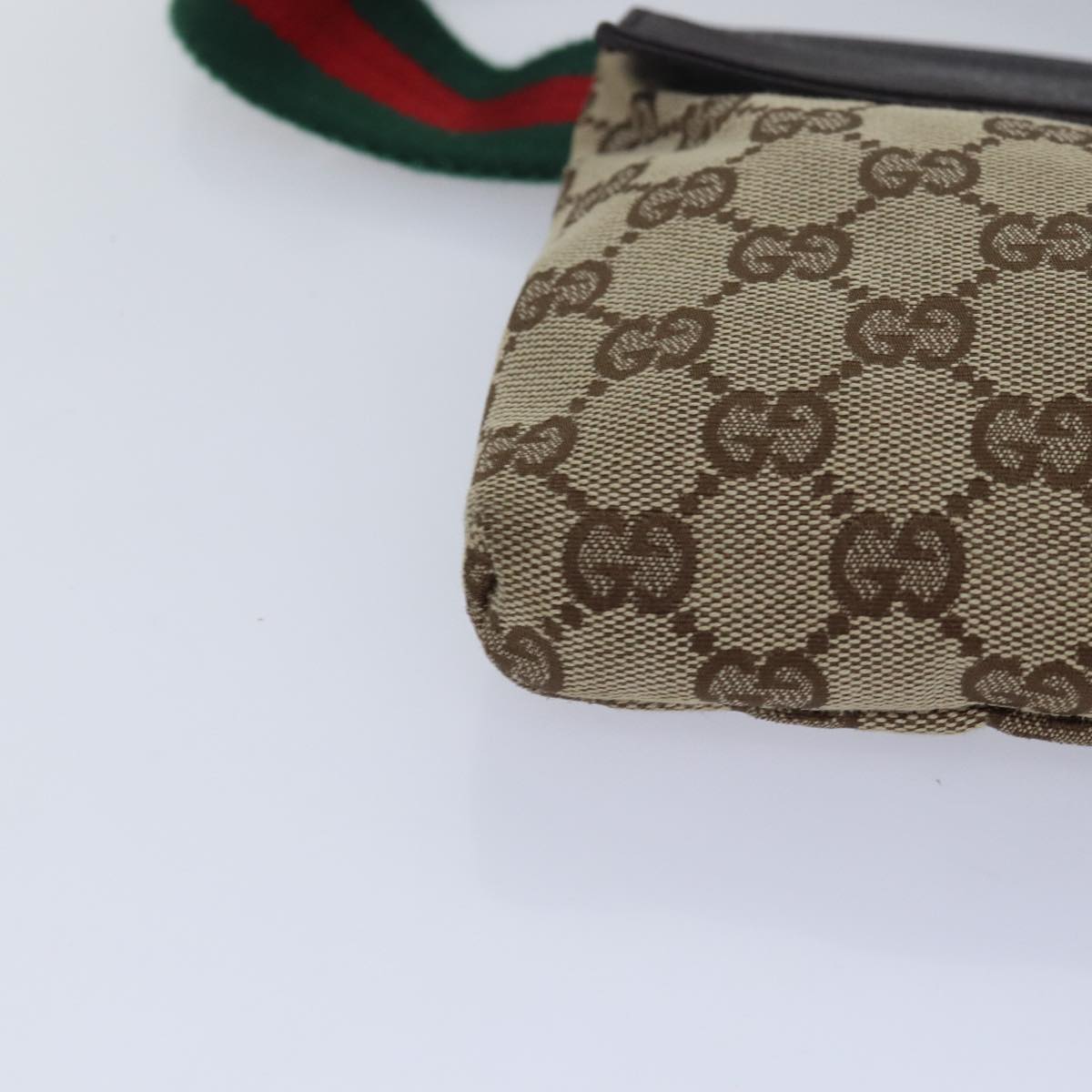 GUCCI GG Canvas Web Sherry Line Waist bag Beige Red Green 28566 Auth ki4620