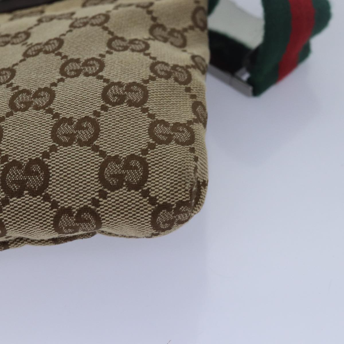 GUCCI GG Canvas Web Sherry Line Waist bag Beige Red Green 28566 Auth ki4620