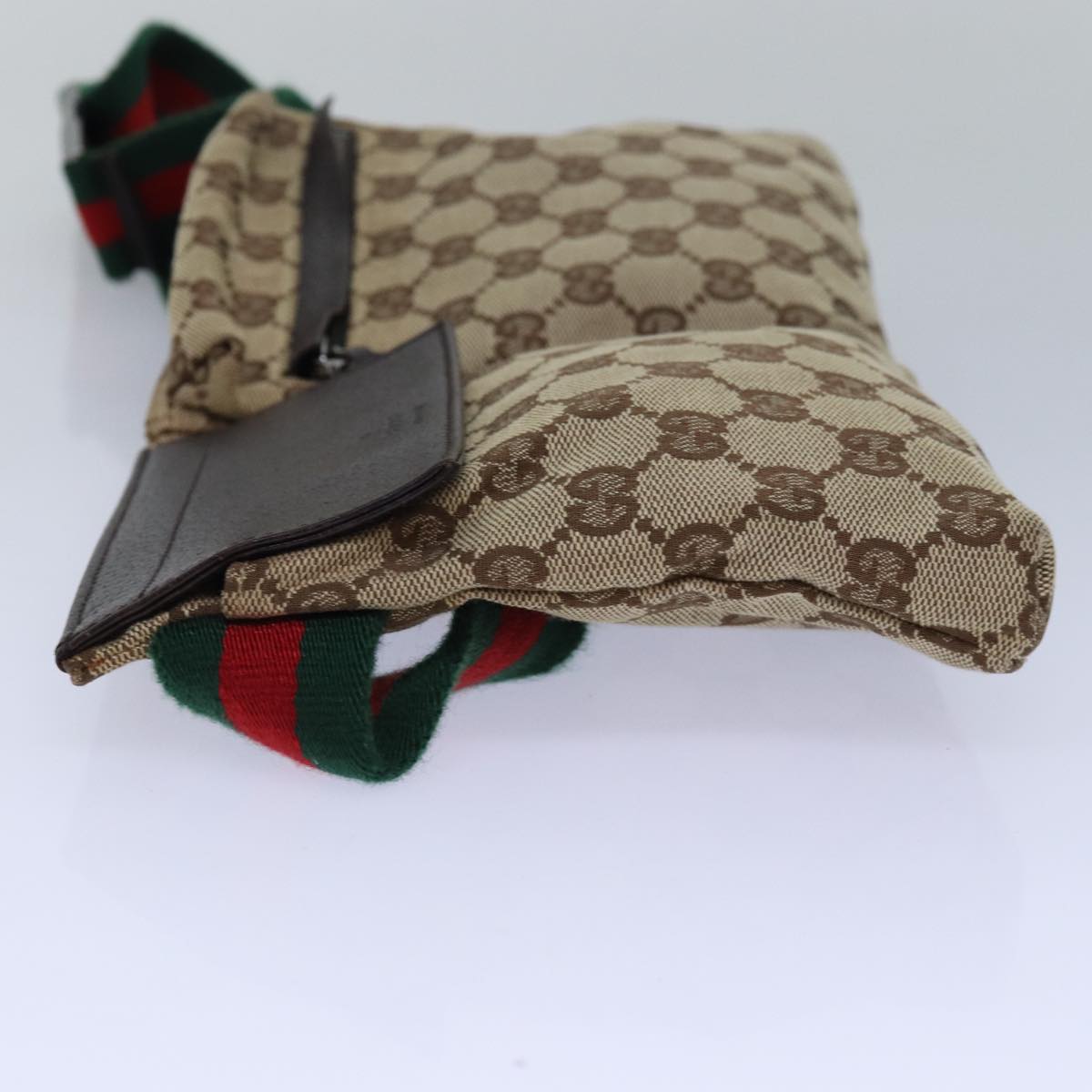 GUCCI GG Canvas Web Sherry Line Waist bag Beige Red Green 28566 Auth ki4620