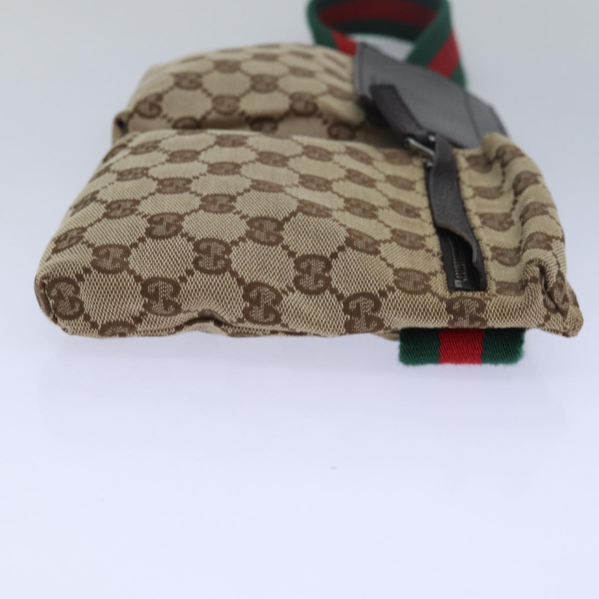 GUCCI GG Canvas Web Sherry Line Waist bag Beige Red Green 28566 Auth ki4620