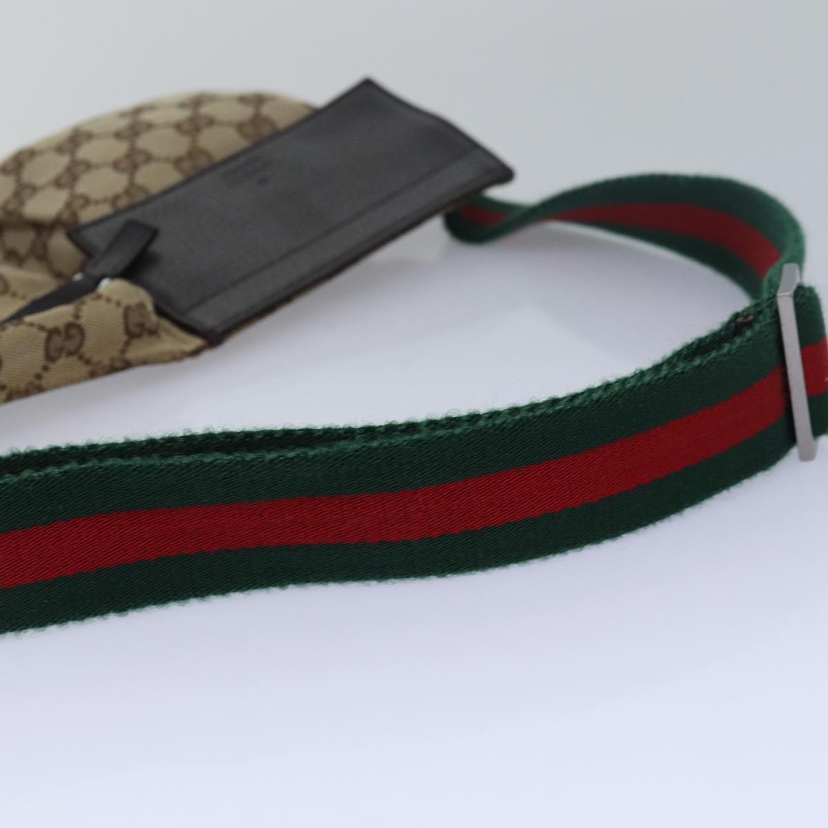 GUCCI GG Canvas Web Sherry Line Waist bag Beige Red Green 28566 Auth ki4620