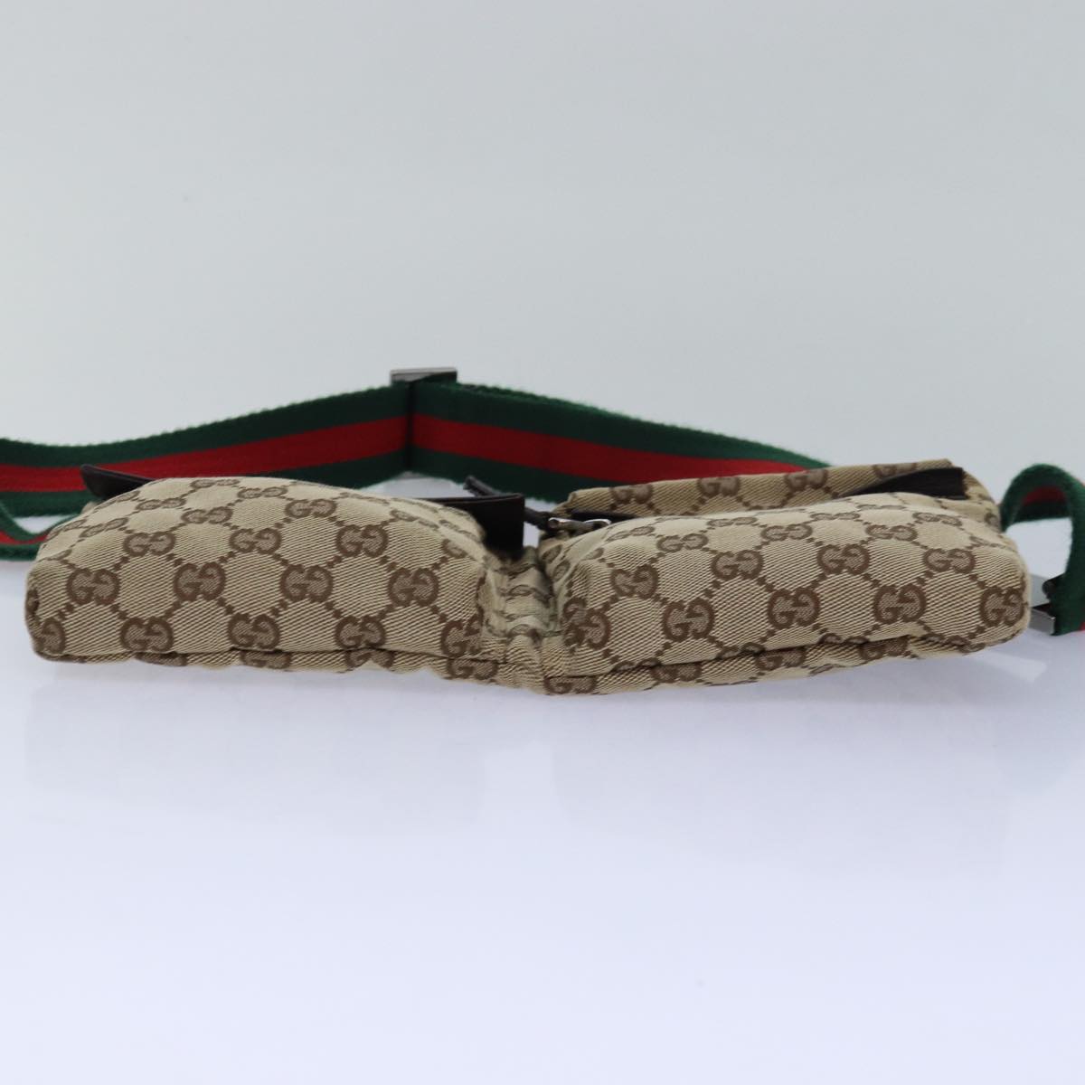 GUCCI GG Canvas Web Sherry Line Waist bag Beige Red Green 28566 Auth ki4620