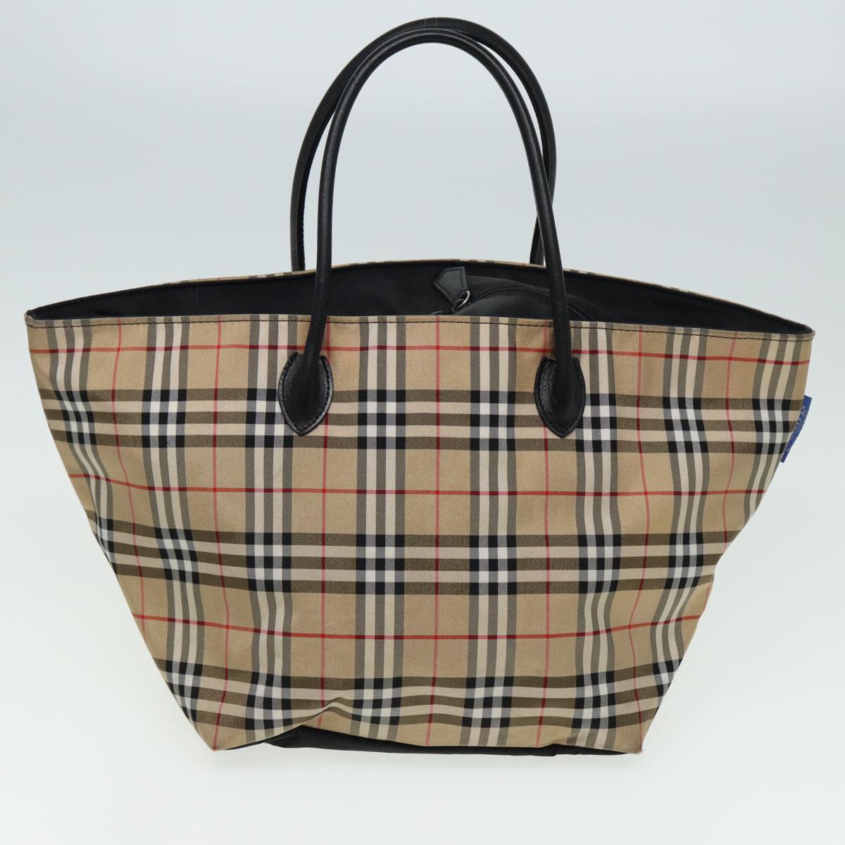 BURBERRY Blue Label Nova Check Tote Bag 6Set Navy Beige white Auth ki4623