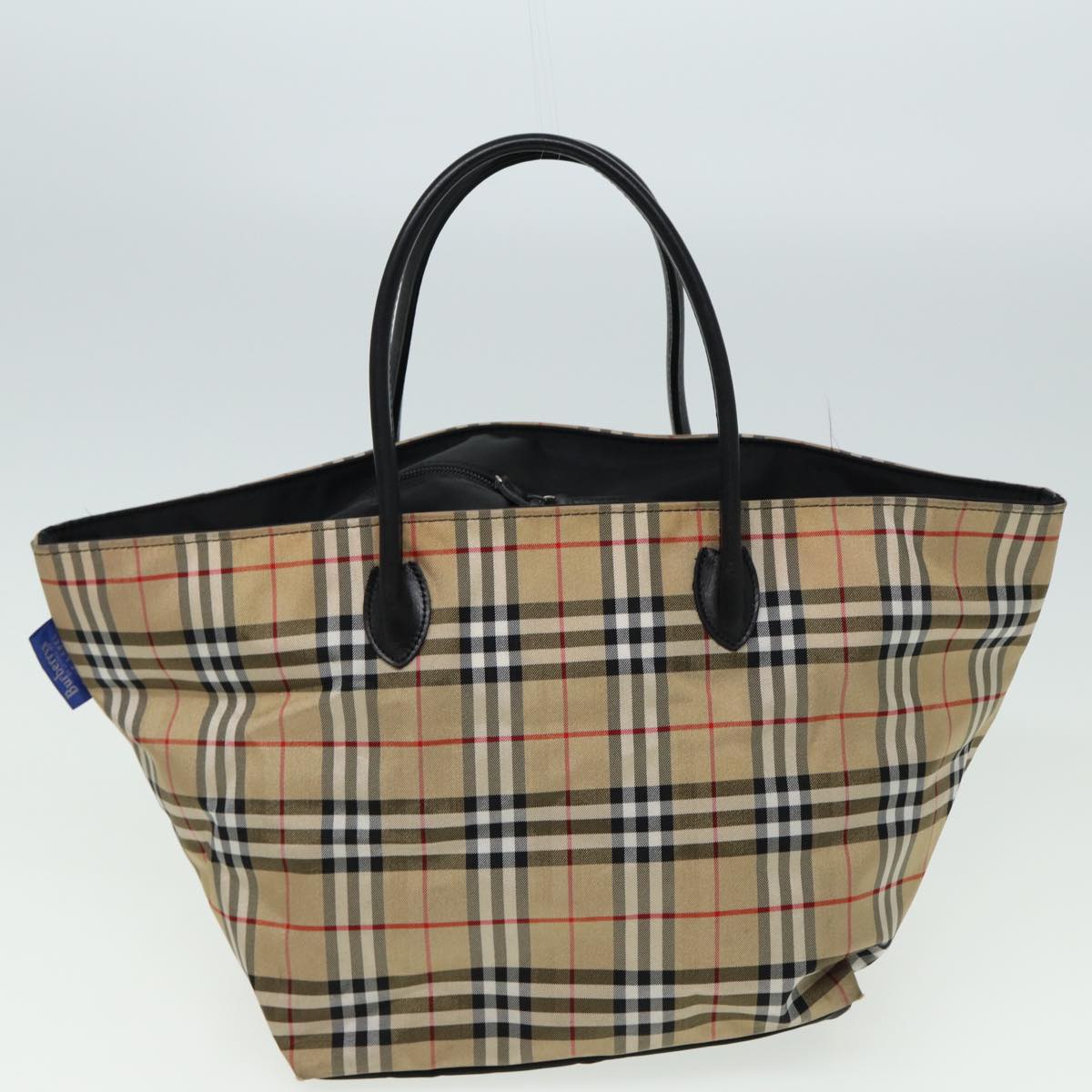 BURBERRY Blue Label Nova Check Tote Bag 6Set Navy Beige white Auth ki4623