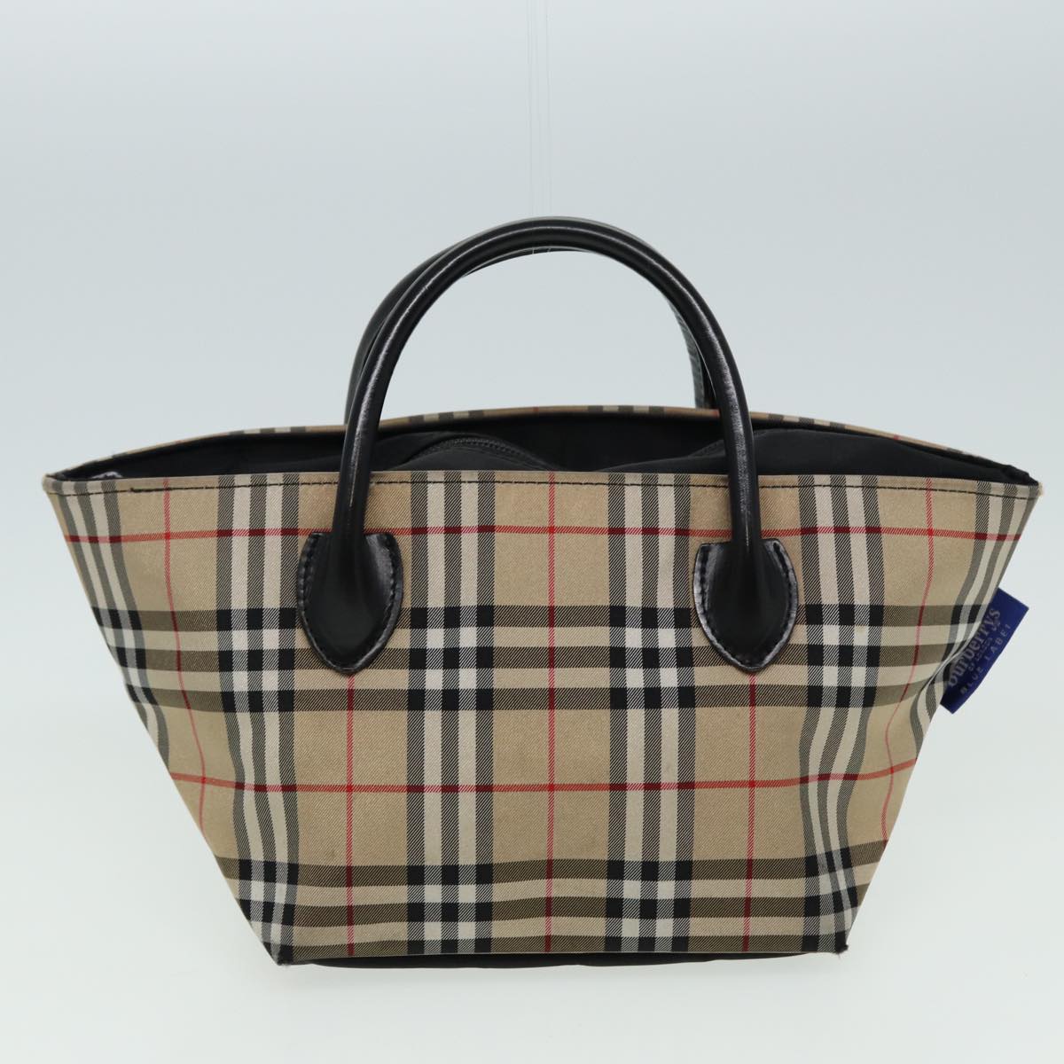 BURBERRY Blue Label Nova Check Tote Bag 6Set Navy Beige white Auth ki4623