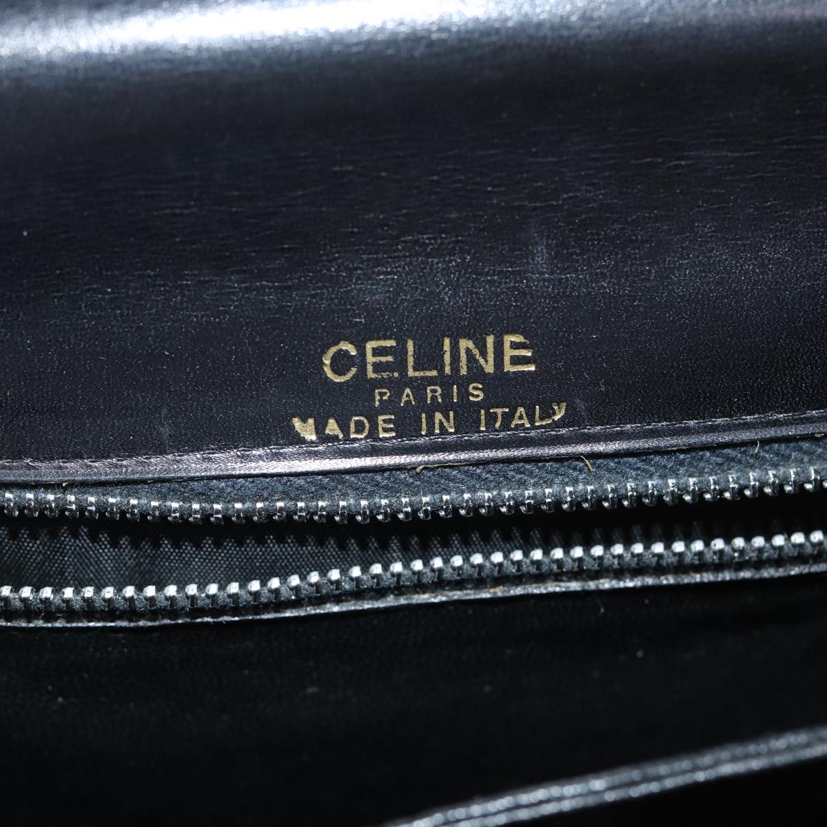 CELINE Shoulder Bag Leather Black Auth ki4625