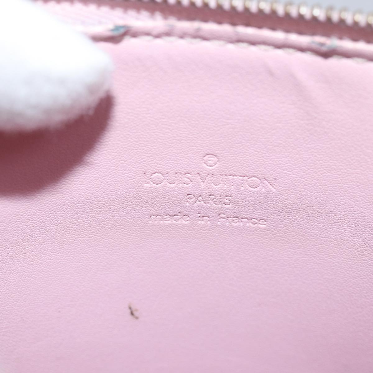 LOUIS VUITTON Monogram Vernis Motto Pouch Marshmallow Pink M91312 LV Auth ki4629