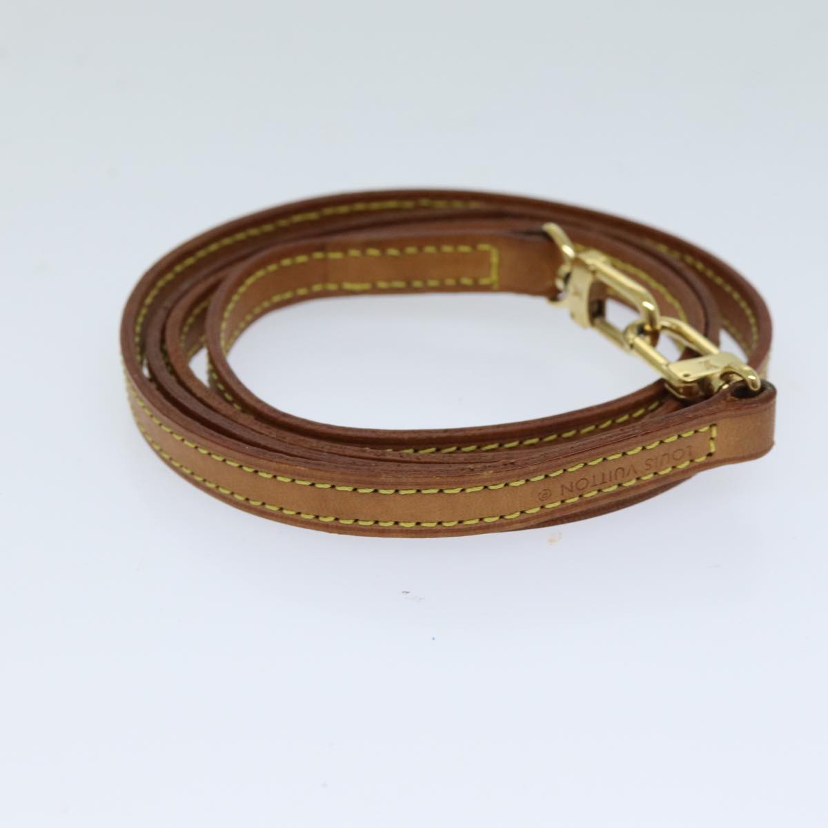 LOUIS VUITTON Shoulder Strap Leather 44.9"" Beige LV Auth ki4630