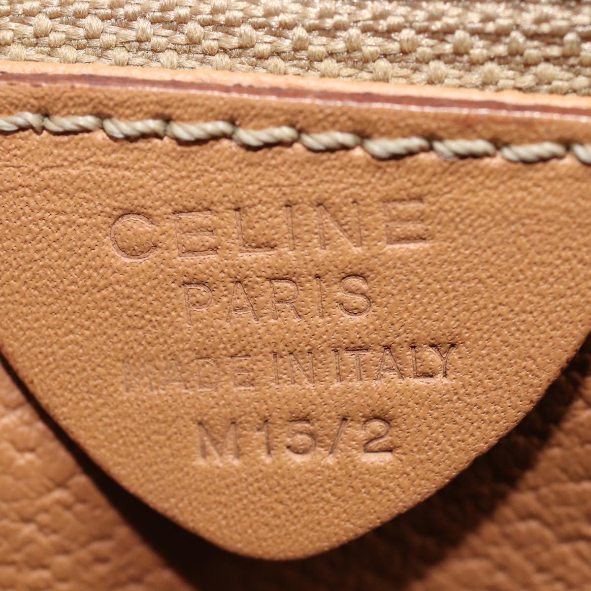 CELINE Macadam Canvas Hand Bag PVC Leather Brown Auth ki4637