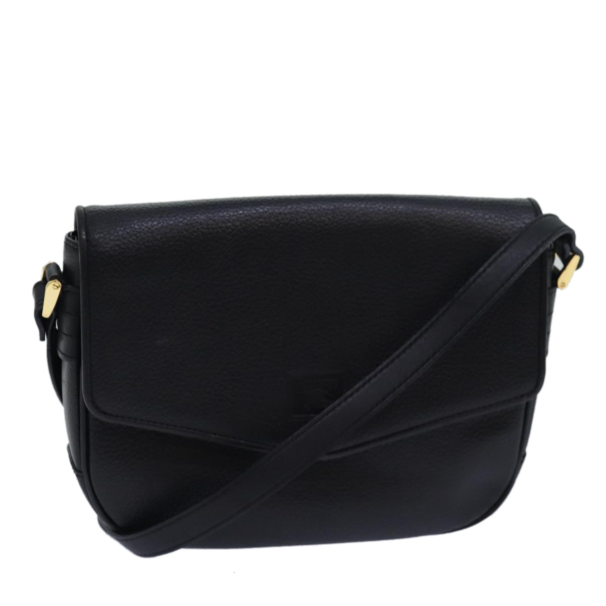 Burberrys Shoulder Bag Leather Black Auth ki4643