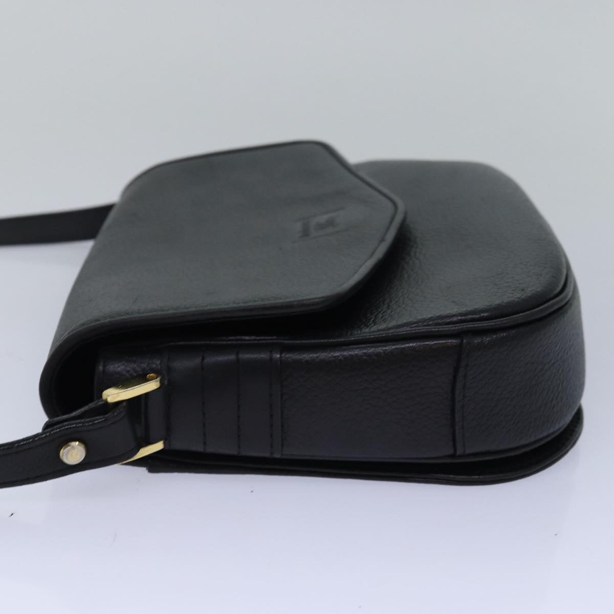 Burberrys Shoulder Bag Leather Black Auth ki4643