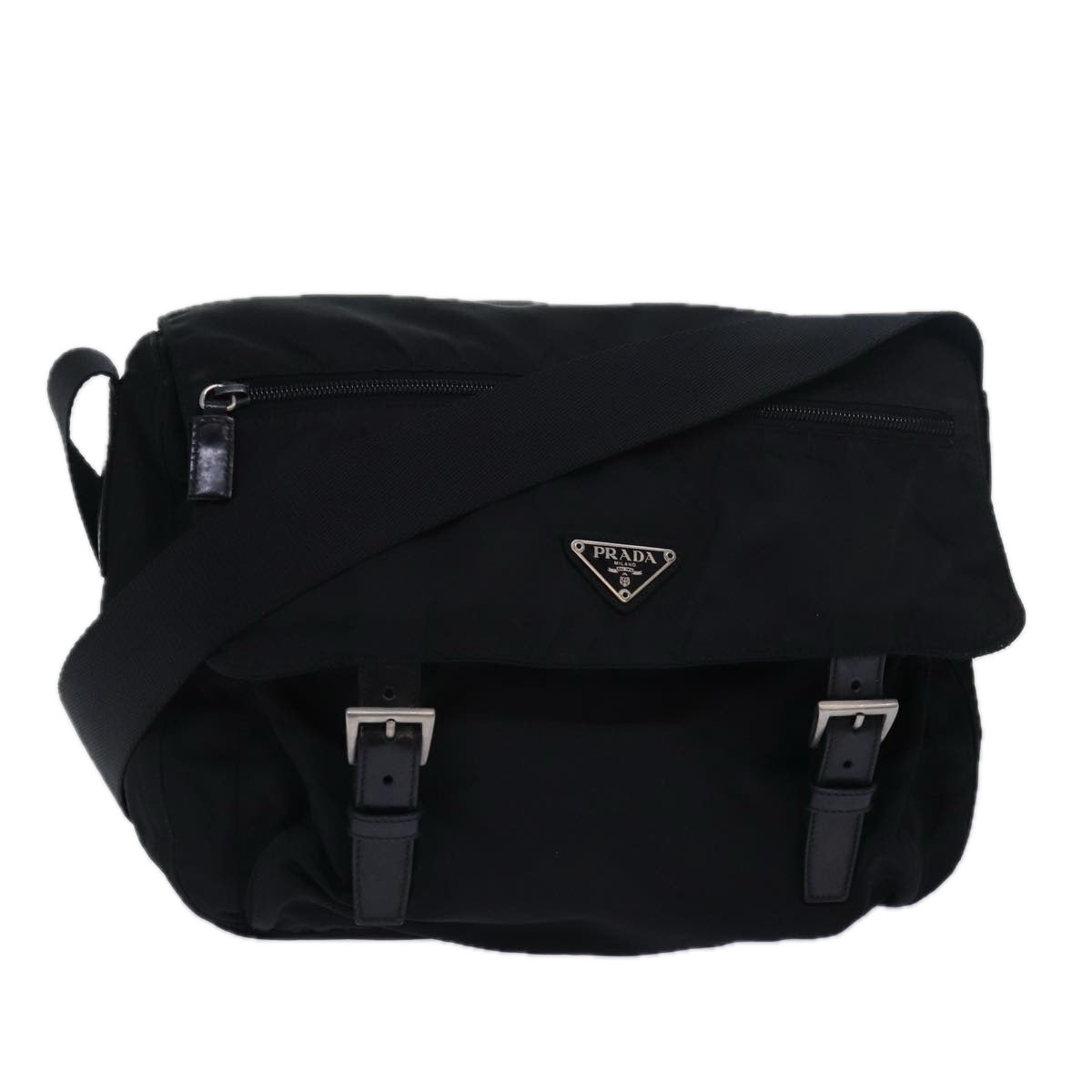 PRADA Shoulder Bag Nylon Black Auth ki4649