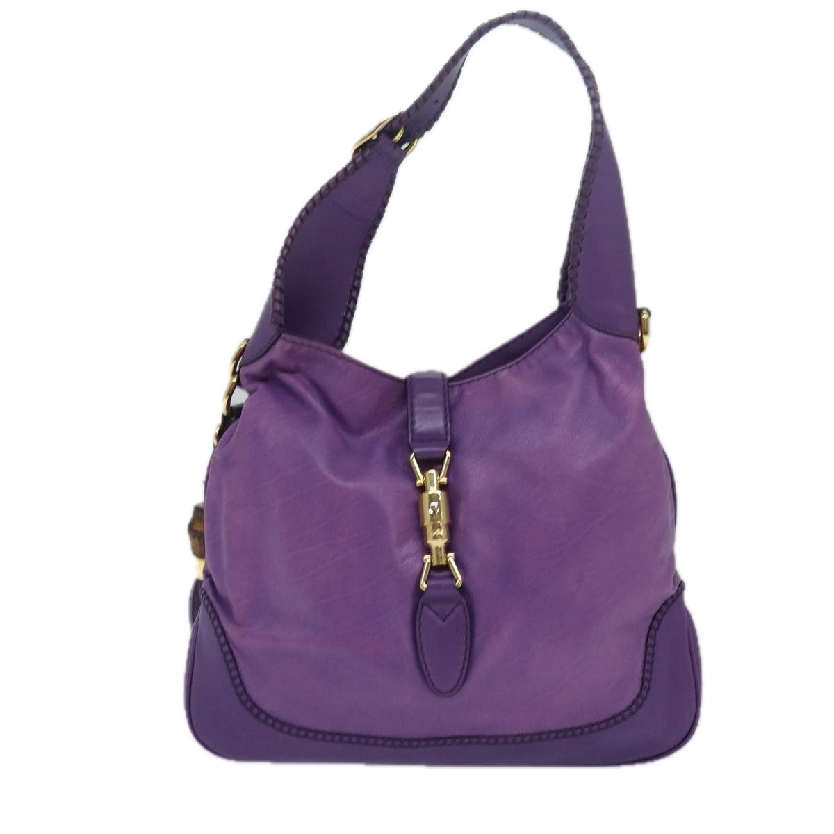 GUCCI Jackie Shoulder Bag Leather 2way Purple 219725 Auth ki4655