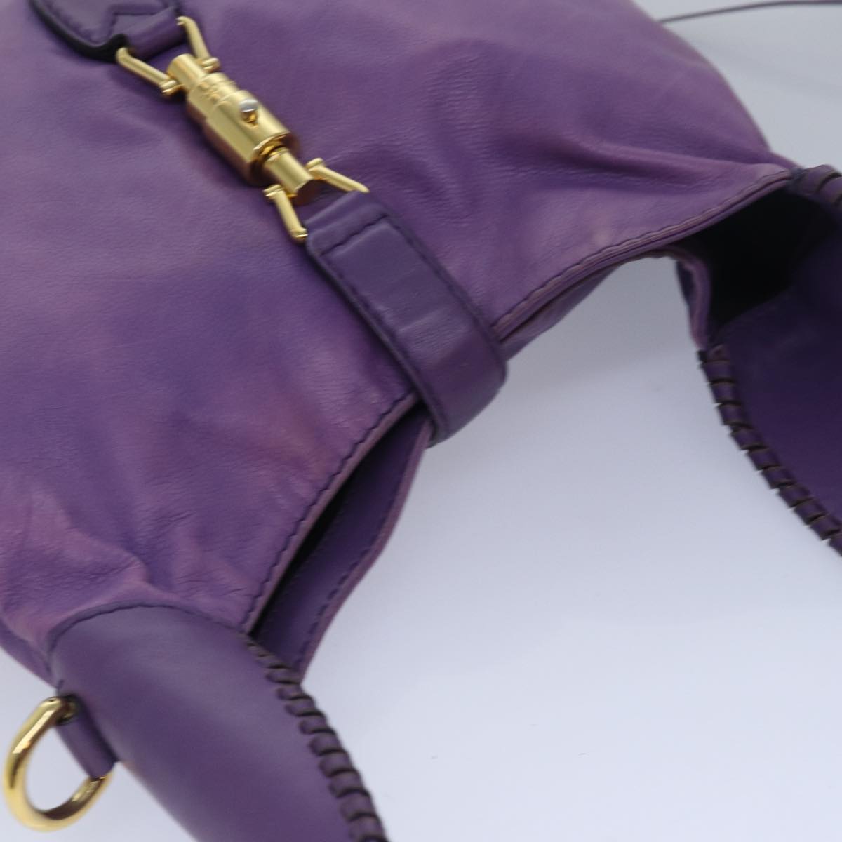 GUCCI Jackie Shoulder Bag Leather 2way Purple 219725 Auth ki4655