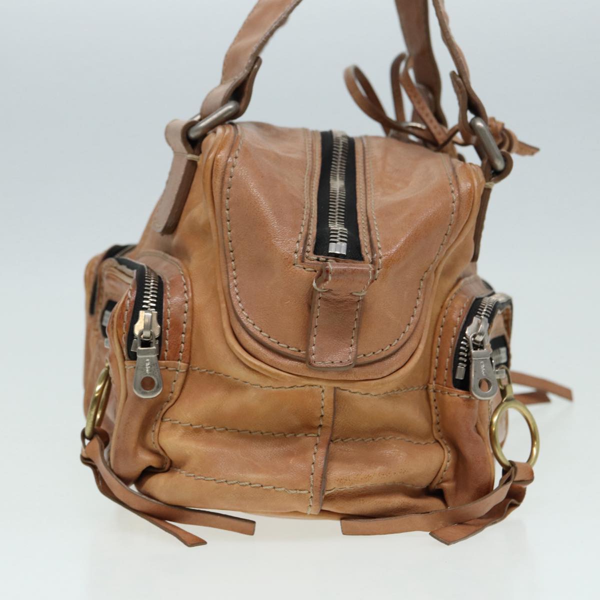 Chloe Hand Bag Leather Beige Auth ki4666