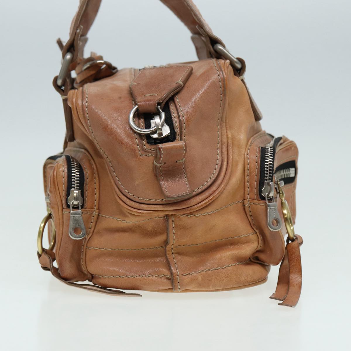 Chloe Hand Bag Leather Beige Auth ki4666