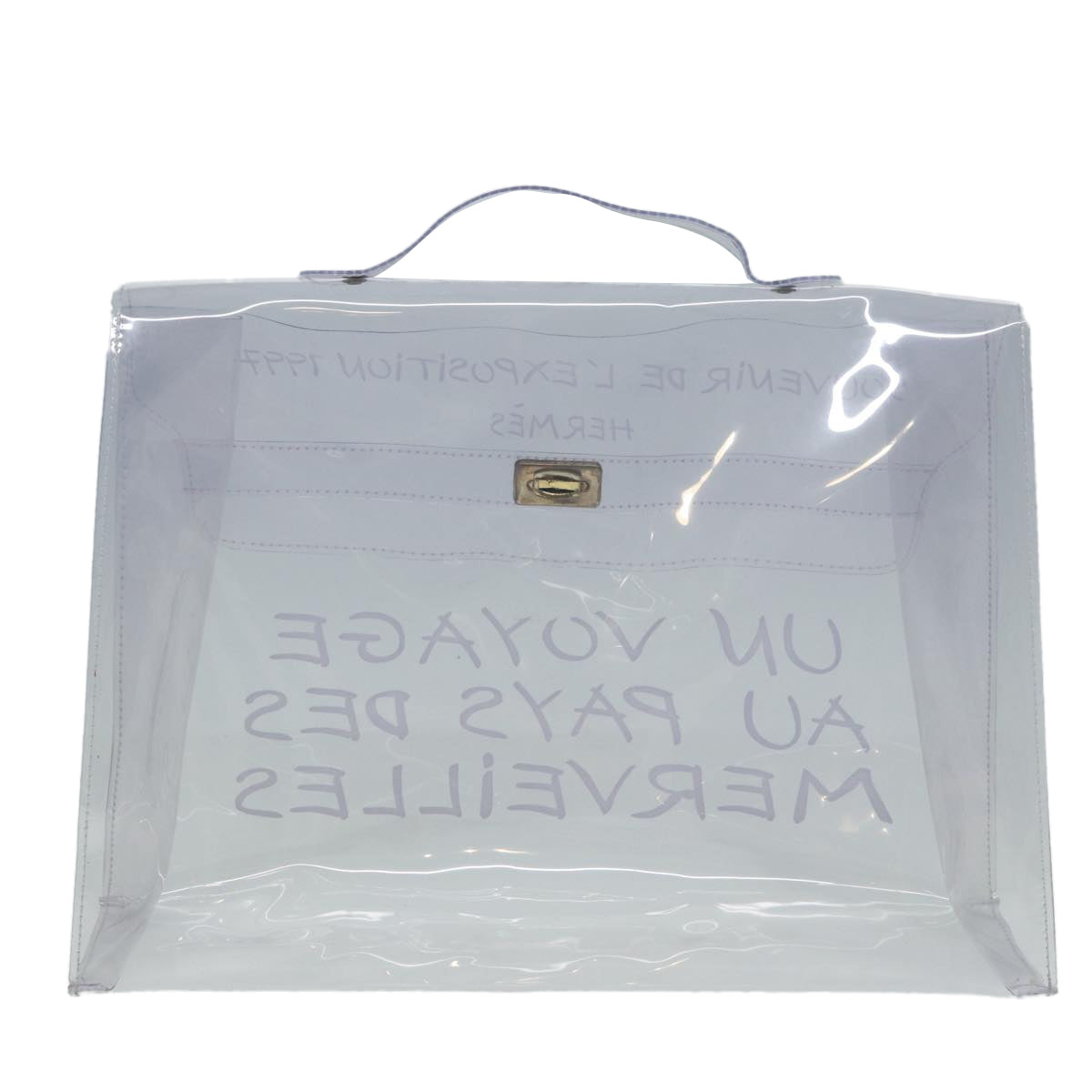 HERMES Vinyl Kelly Hand Bag Vinyl Clear Auth ki4669 - 0