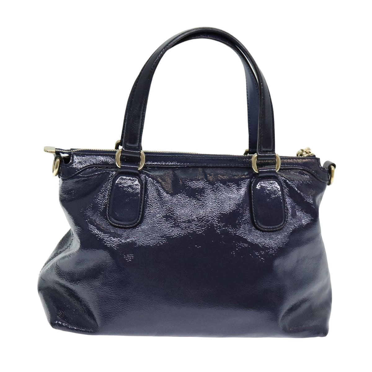 GUCCI Soho Tote Bag Enamel 2way Navy 308362 Auth ki4673 - 0