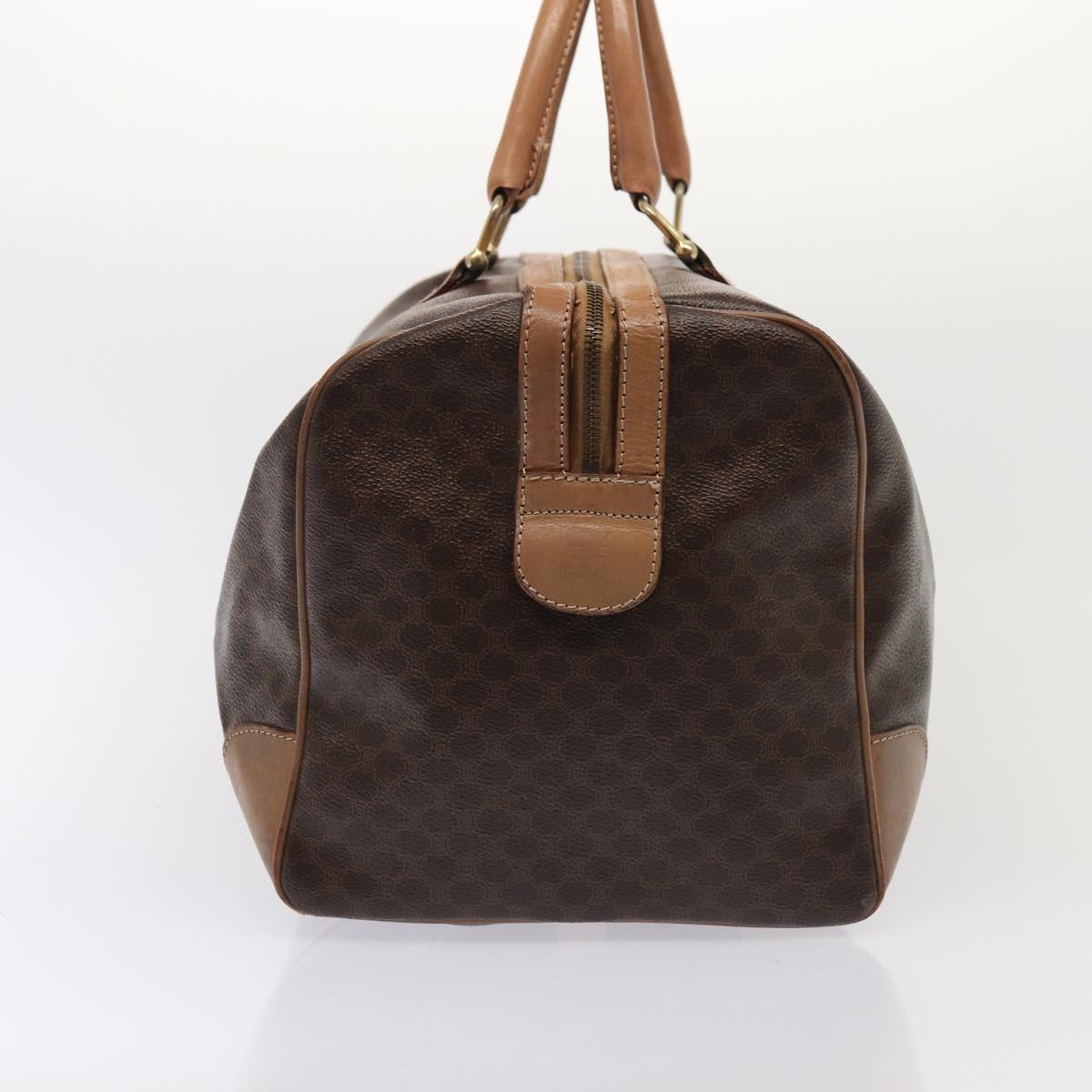 CELINE Macadam Canvas Boston Bag PVC Leather Brown Auth ki4674