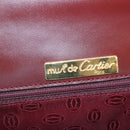 CARTIER Must Line Hand Bag Leather Bordeaux Auth ki4679-20