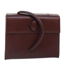 CARTIER Must Line Hand Bag Leather Bordeaux Auth ki4679-1