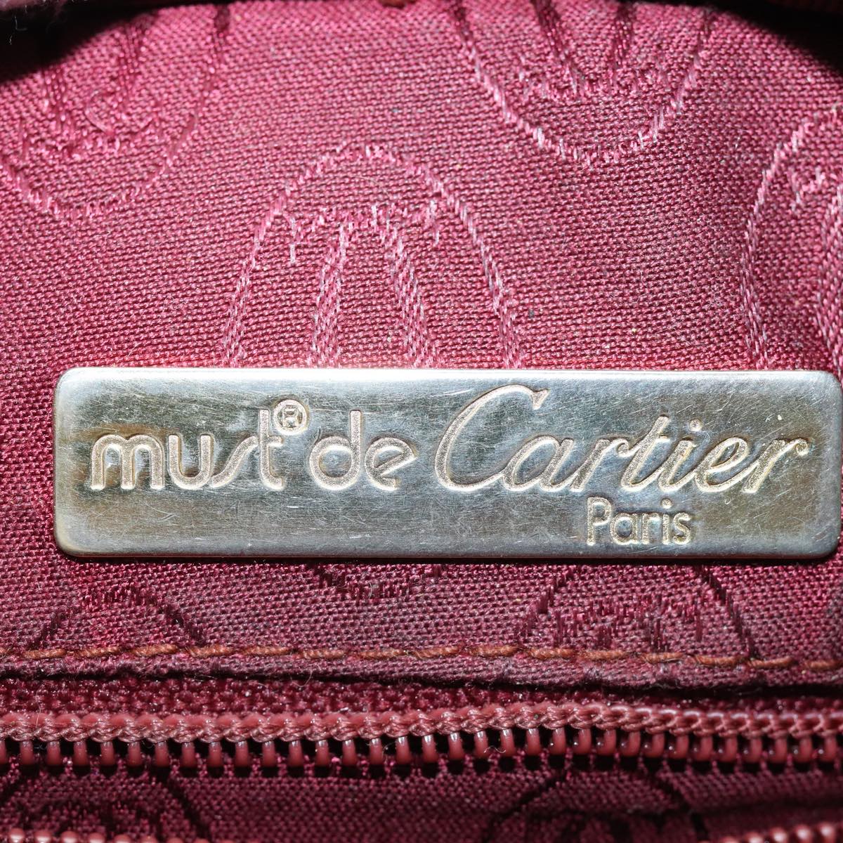 CARTIER Must Line Shoulder Bag Leather Bordeaux Auth ki4680