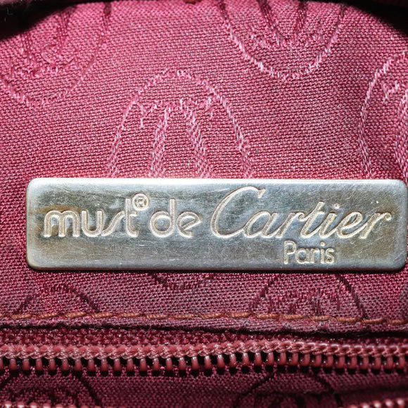 CARTIER Must Line Shoulder Bag Leather Bordeaux Auth ki4680