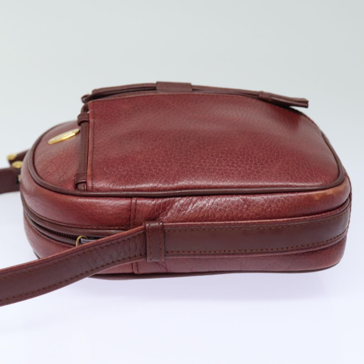 CARTIER Must Line Shoulder Bag Leather Bordeaux Auth ki4680