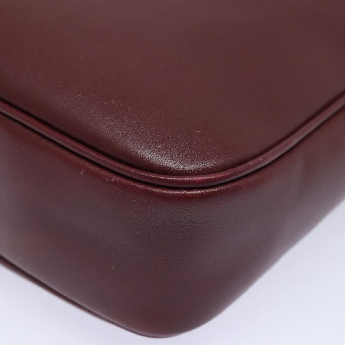 CARTIER Must Line Hand Bag Leather Bordeaux Auth ki4682