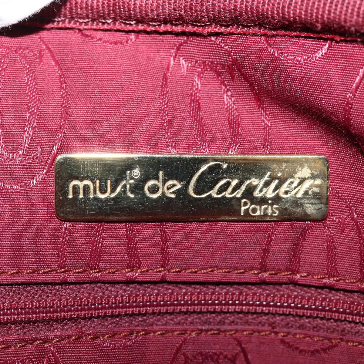 CARTIER Must Line Hand Bag Leather Bordeaux Auth ki4682