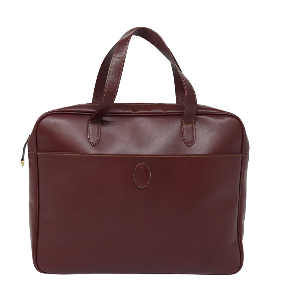 CARTIER Must Line Hand Bag Leather Bordeaux Auth ki4682 - 0