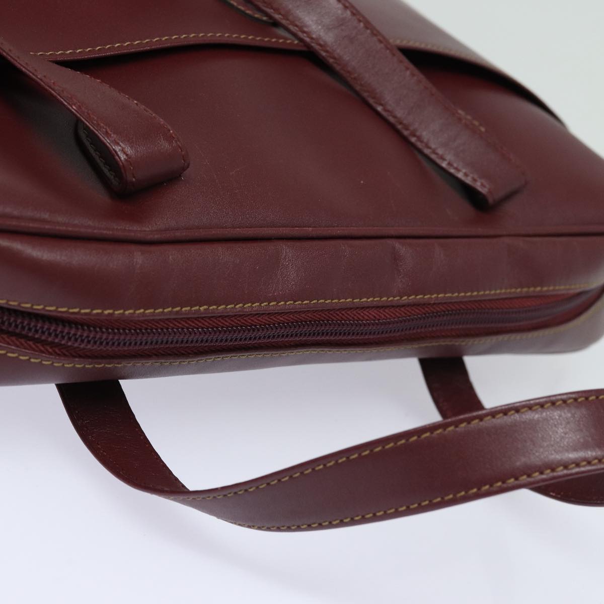 CARTIER Must Line Hand Bag Leather Bordeaux Auth ki4682