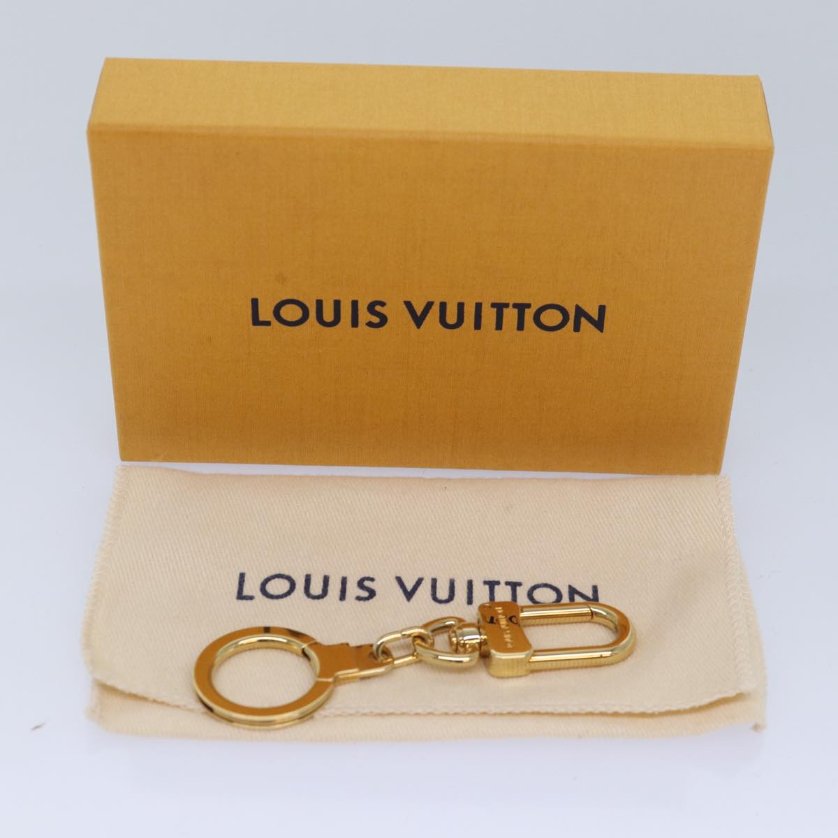 LOUIS VUITTON Anneau Cles Key Holder metal Gold Tone LV Auth ki4686