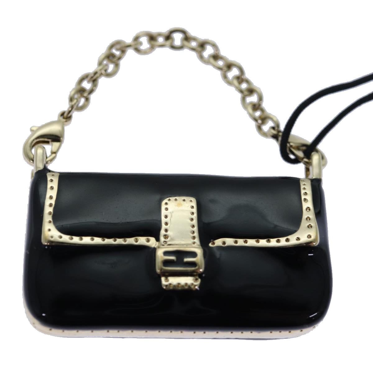 FENDI Mamma Baguette Motif Charm Black Auth ki4706