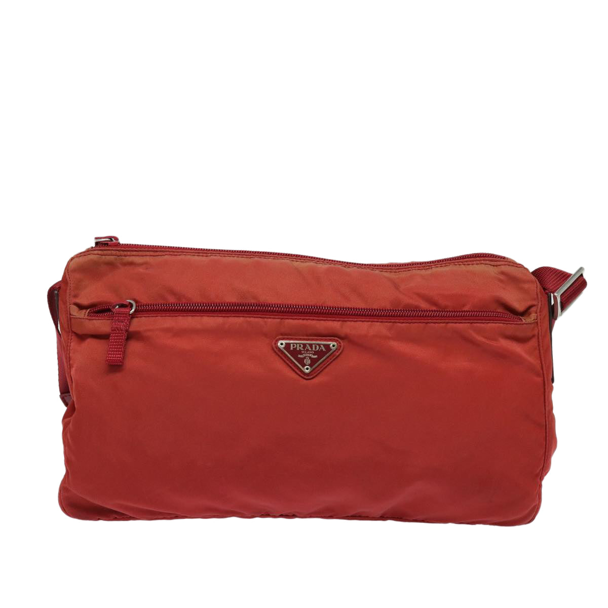 PRADA Shoulder Bag Nylon Red Auth ki4713