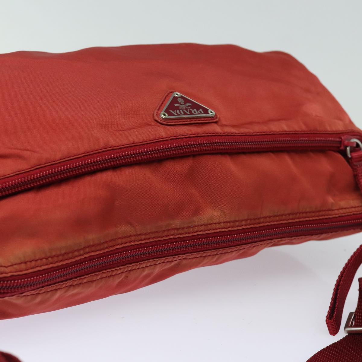 PRADA Shoulder Bag Nylon Red Auth ki4713