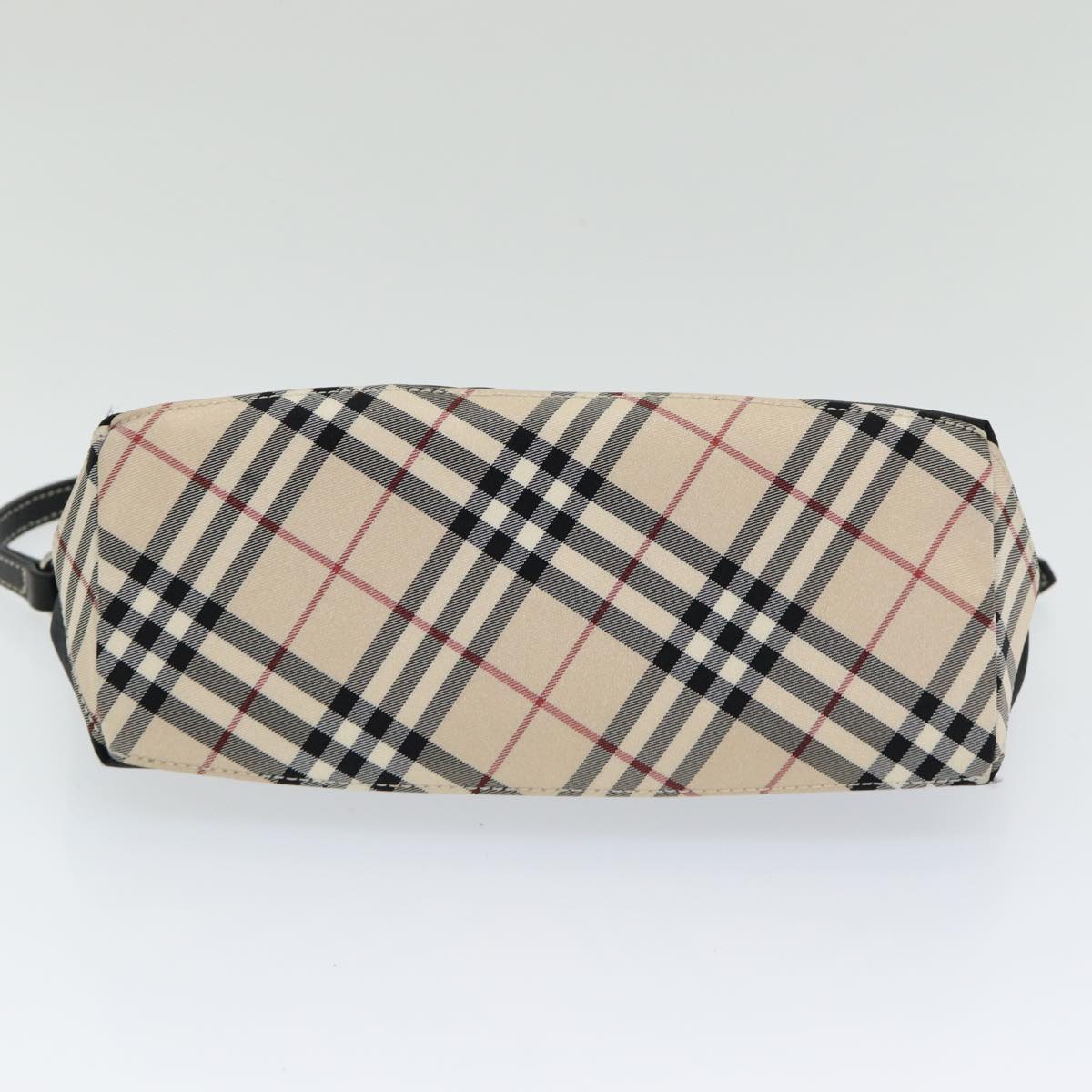 BURBERRY Nova Check Blue Label Pouch Nylon Beige Black Silver Auth ki4724