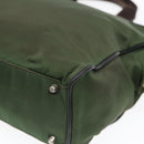 PRADA Hand Bag Nylon Khaki Brown Silver Auth ki4736-12