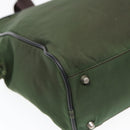 PRADA Hand Bag Nylon Khaki Brown Silver Auth ki4736-13