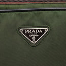 PRADA Hand Bag Nylon Khaki Brown Silver Auth ki4736-14