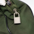 PRADA Hand Bag Nylon Khaki Brown Silver Auth ki4736-15