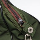 PRADA Hand Bag Nylon Khaki Brown Silver Auth ki4736-16