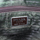 PRADA Hand Bag Nylon Khaki Brown Silver Auth ki4736-17