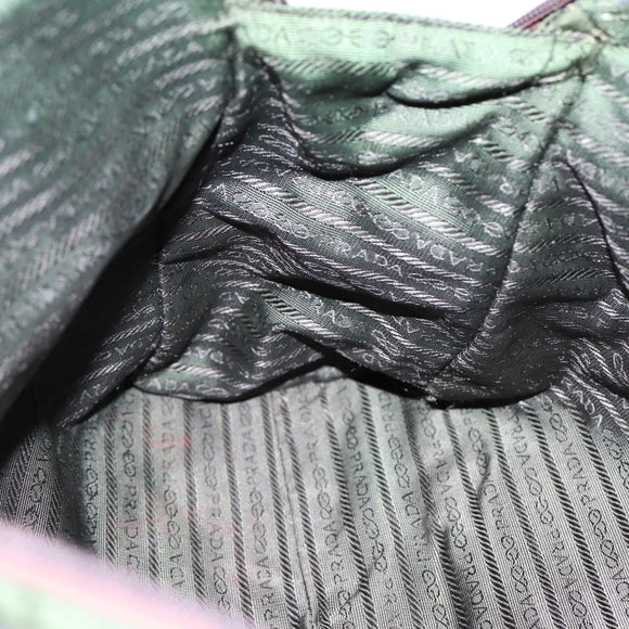 PRADA Hand Bag Nylon Khaki Brown Silver Auth ki4736