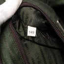 PRADA Hand Bag Nylon Khaki Brown Silver Auth ki4736-22